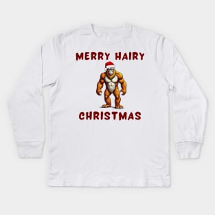 MERRY HAIRY CHRISTMAS Kids Long Sleeve T-Shirt